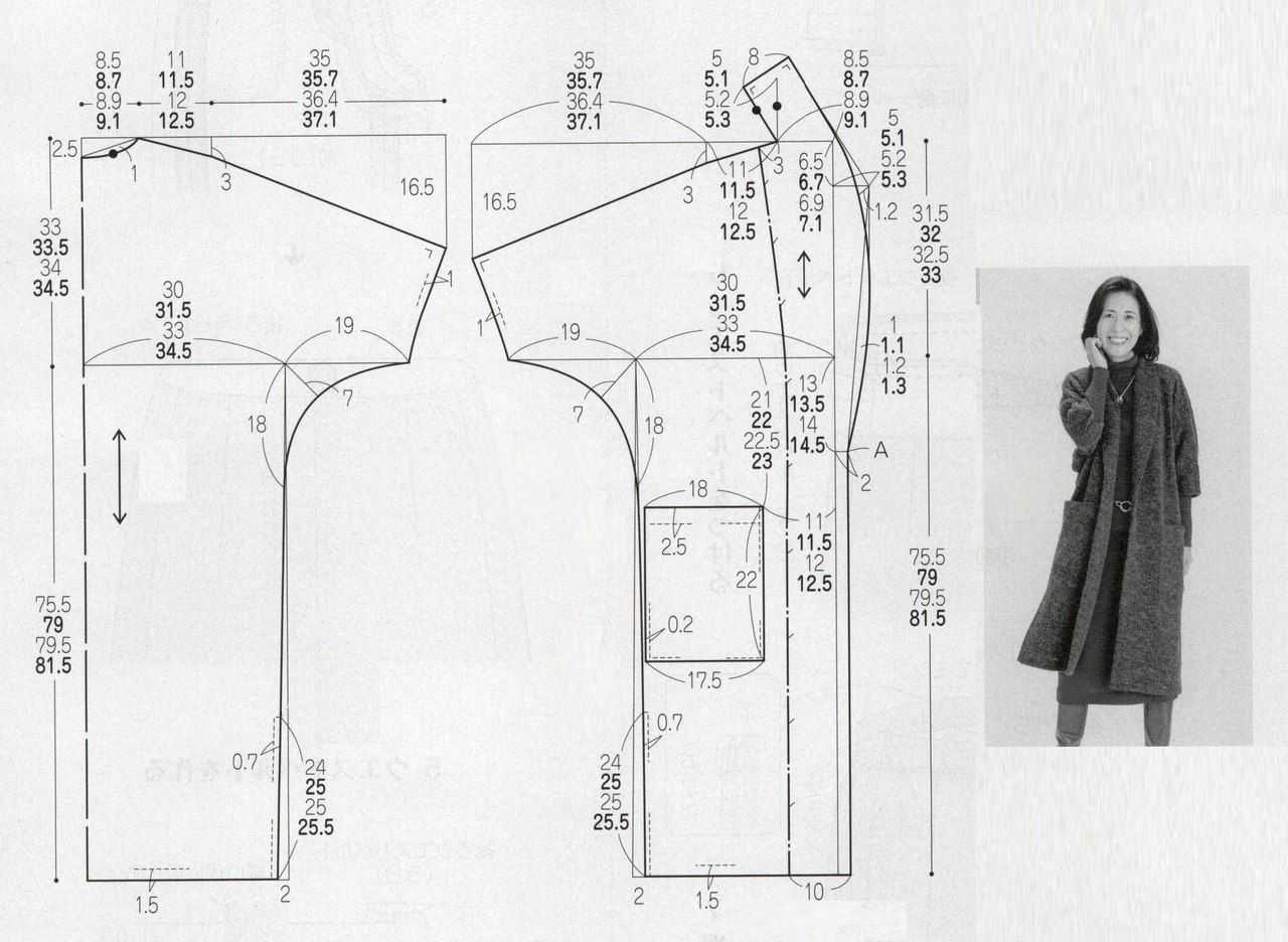 Выкройка халата с запахом: (простая) - увеличение выкройки.