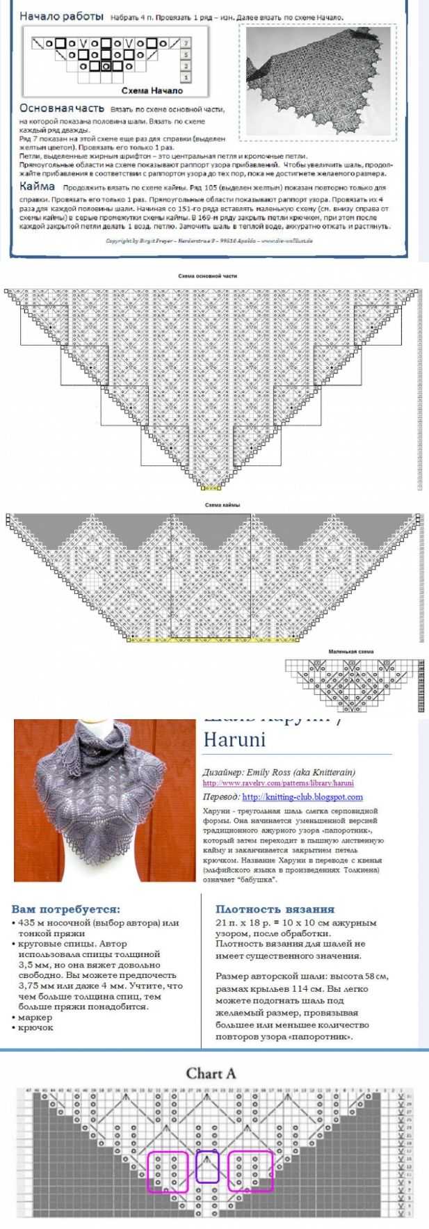 Ажурная шаль спицами схема и описание необычные бесплатно