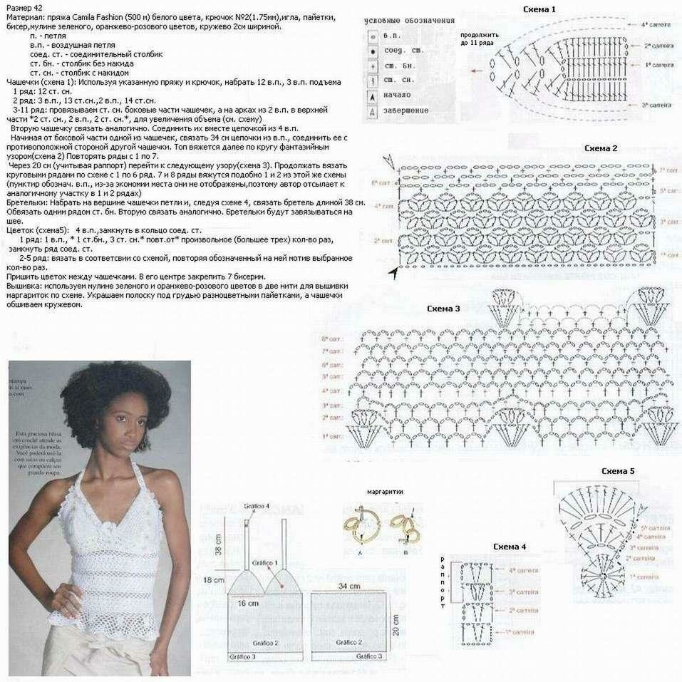 Топы женские крючком со схемами и описанием