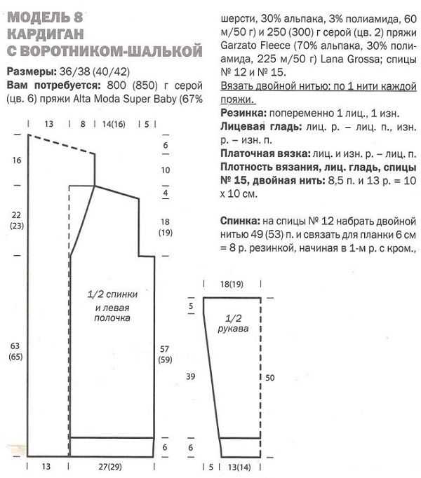 Воротник шалька спицами схема