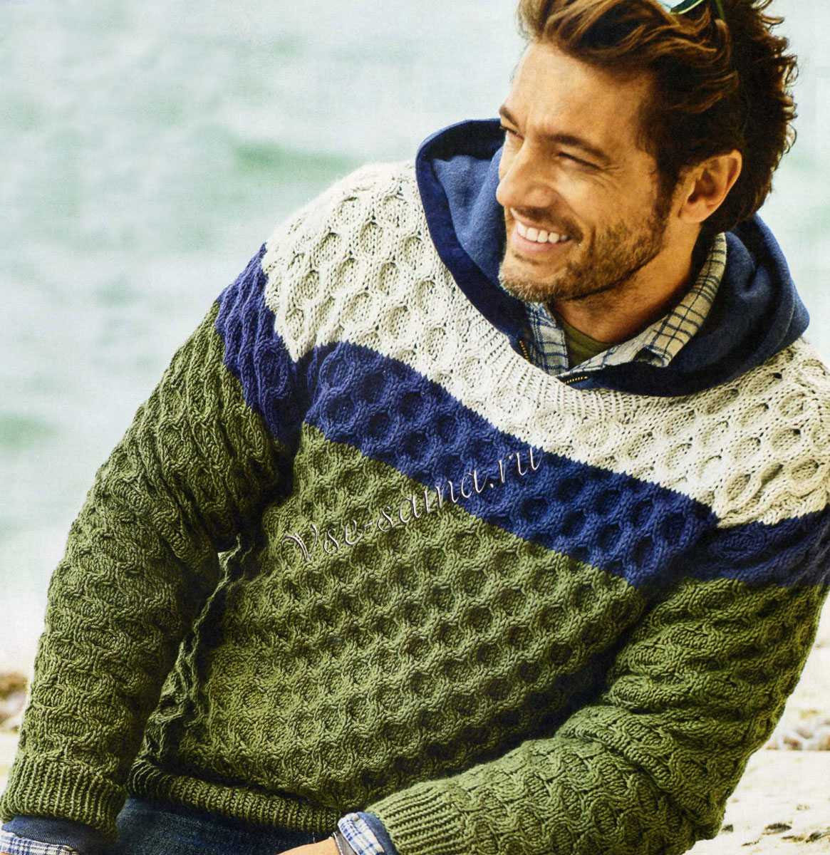 Для начинающих вязальщиц — вязание мужских свитеров спицами с описанием и схемами