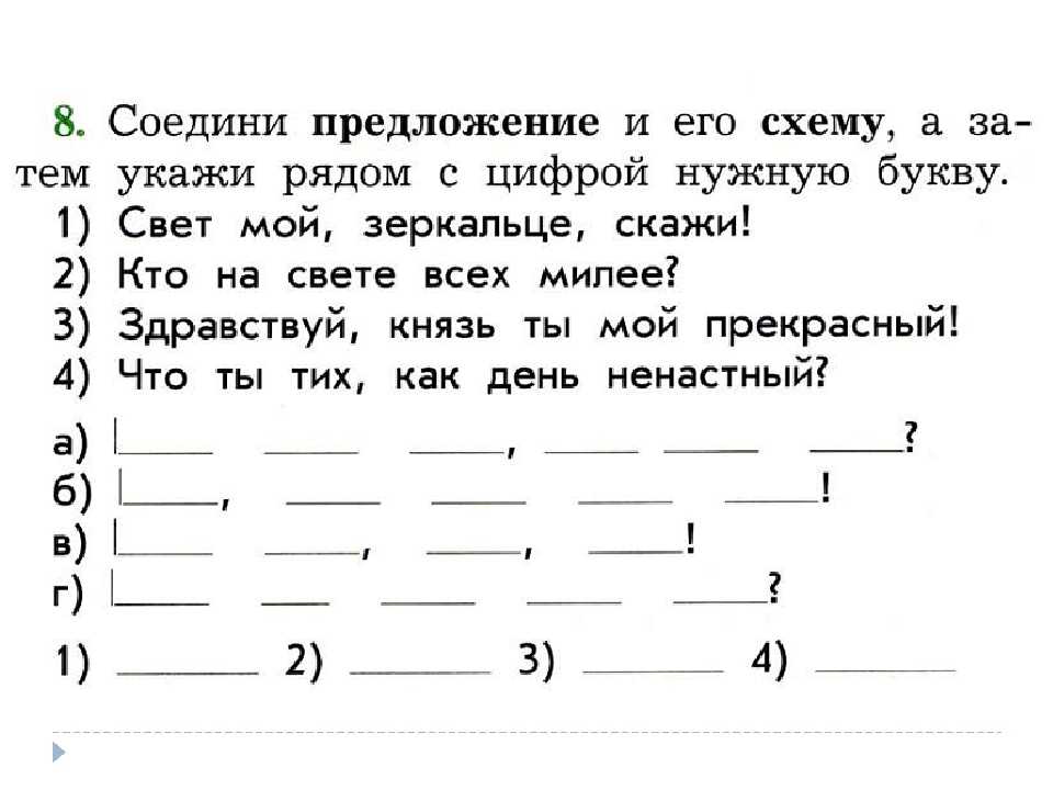 Схема предложения 1 класс примеры школа россии