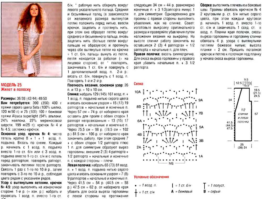 Вязаная безрукавка женская крючком схема
