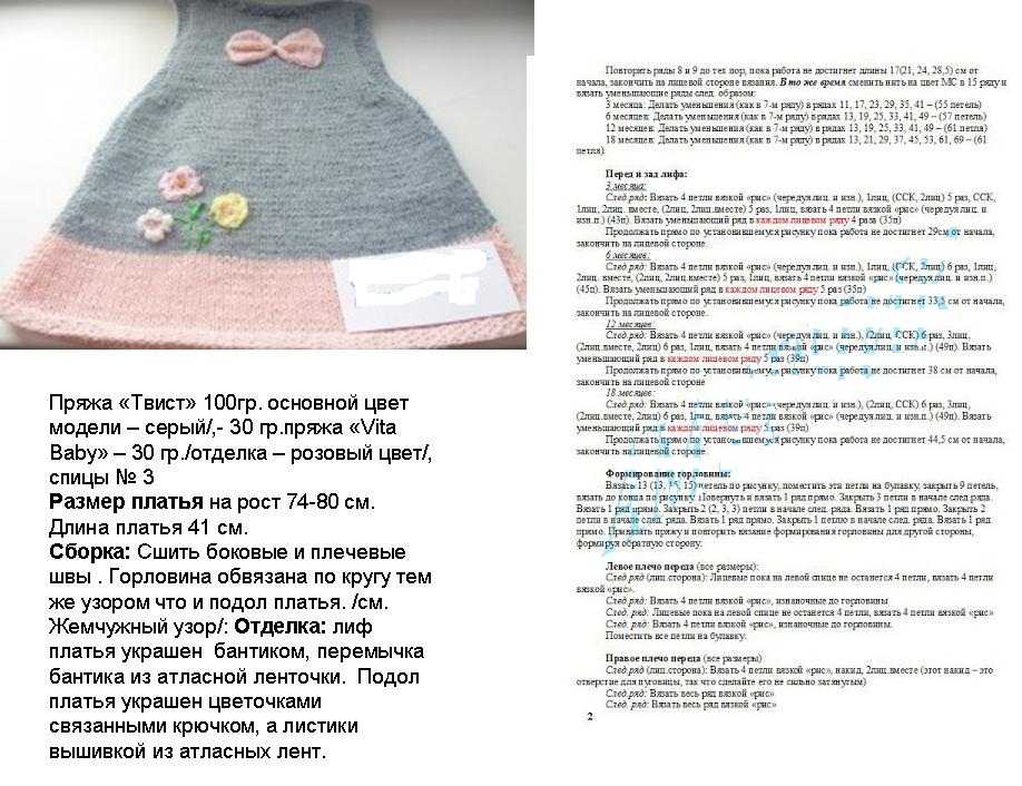 Сарафан для девочки "елочка" спицами