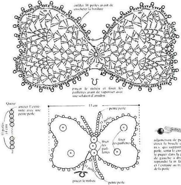 Схемы ажурных бабочек крючком