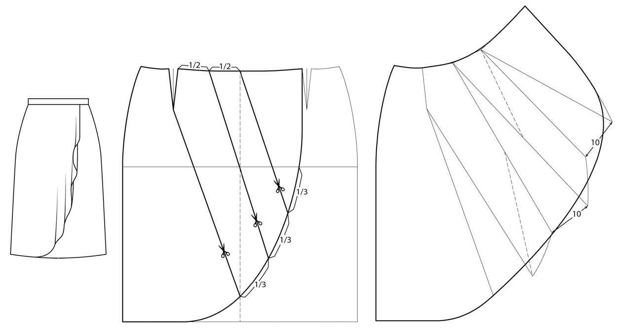Выкройка юбки шестиклинки: пошаговое построение выкройки юбки-шестиклинки.