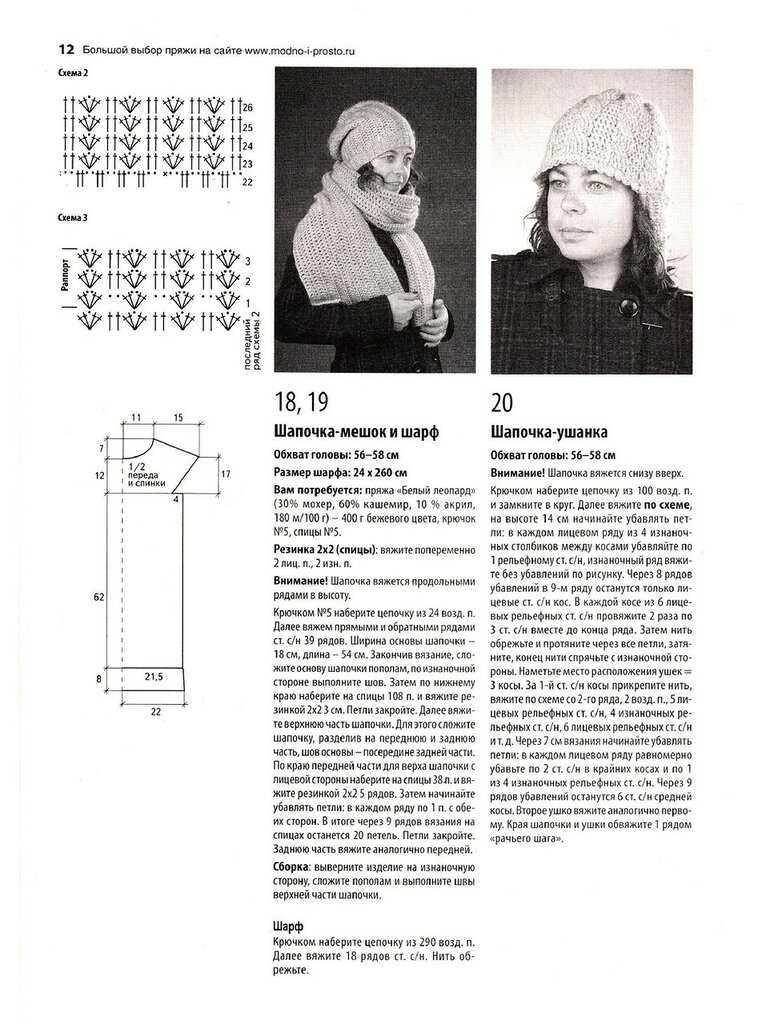 Вязание спицами шапки ушанки для женщин с описанием и схемами